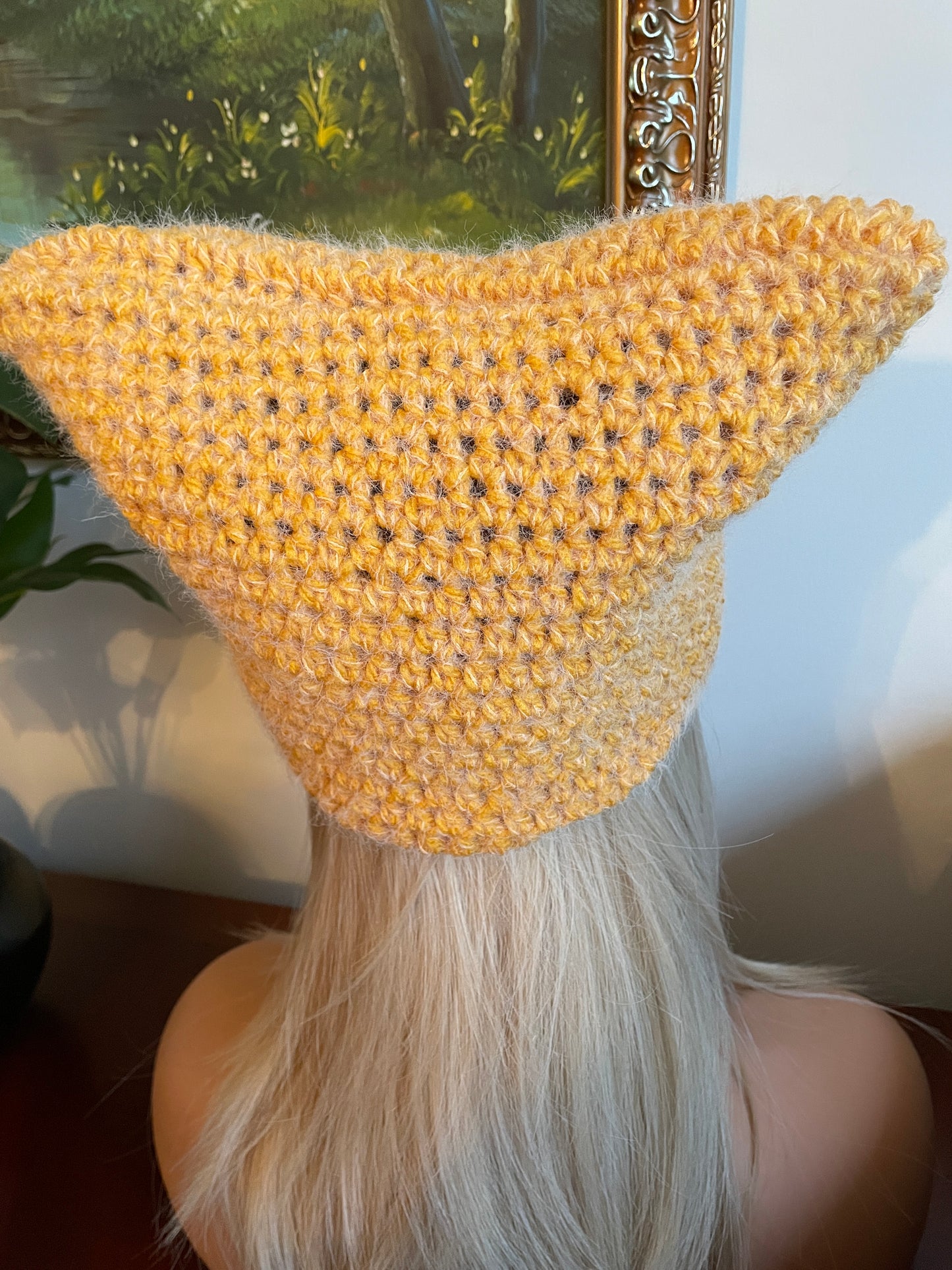 Cute Yellow Cat Hat Beanie- Handcrafted